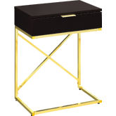 24"H Accent Table in Cappuccino & Gold Metal